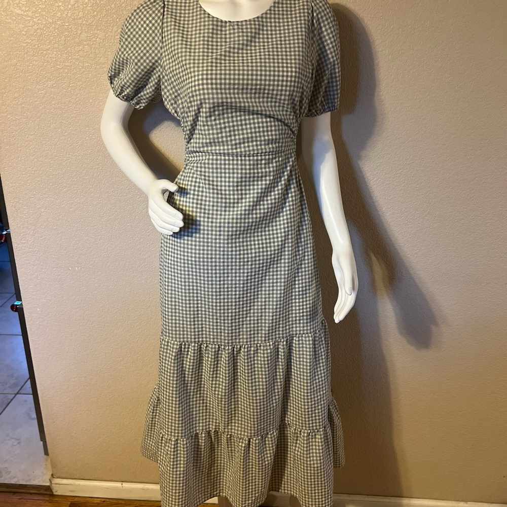 HYFVE Love Gingham Print Midi-Dress Opened in the Back Size L